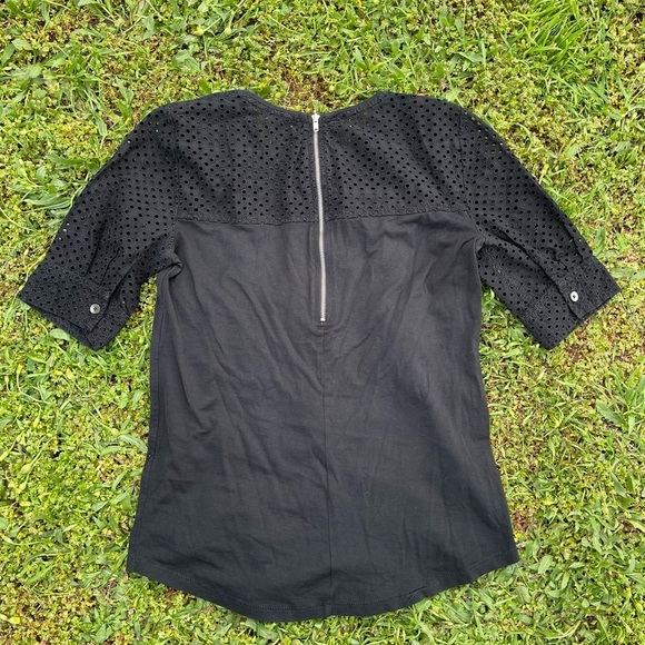 J. Crew Eyelet Back-Zip T-shirt black Size XXS Preowned great condition casual - Picture 3 of 5